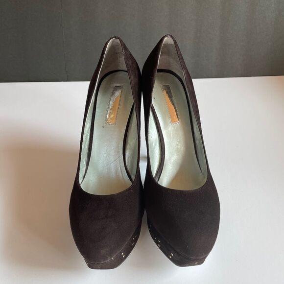 Halston suede platform heels size 7.5 - Picture 3 of 12